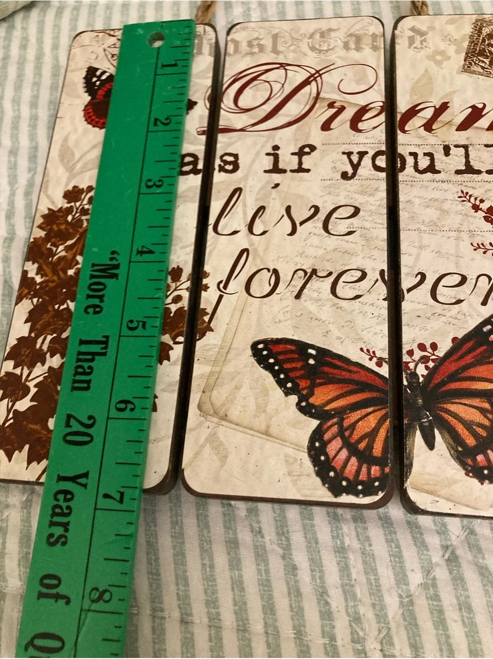 Triptych Dream As If You'll Live Forever Butterfly Triptych-style Wall 7” x 7”